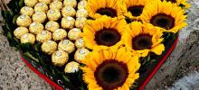 corazon de Girasoles  y Chocolates