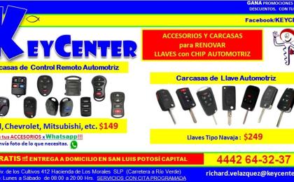 Llave con Chip y Controles Remotos de Auto. Keycenter México