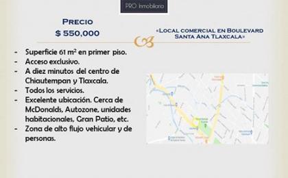 Local en venta, Tlaxcala, crucero chiahutempan